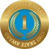 Kiwi Skate Level 1 award sticker in gold and blue