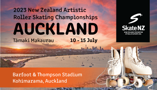 NZ National Championships 2023 banner. Auckland 10-15 July.